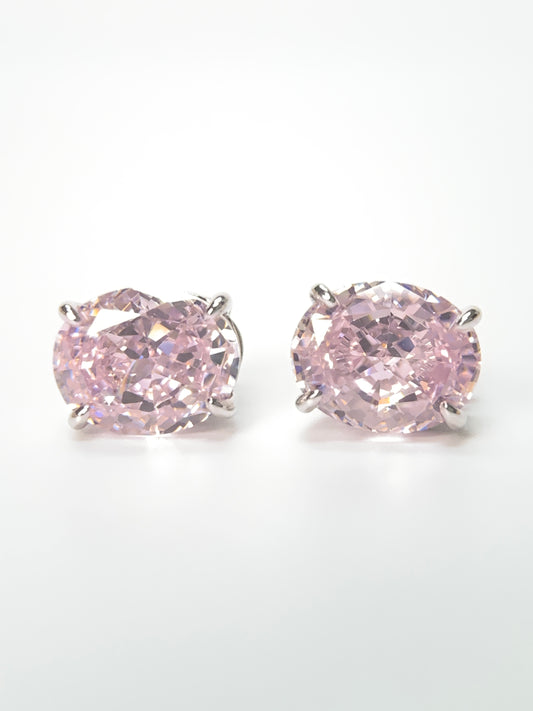 Pink Round Lab-Created Pink Diamond Earrings