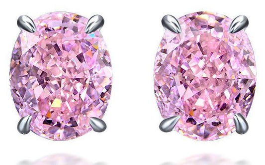 Pink Round Lab-Created Pink Diamond Earrings