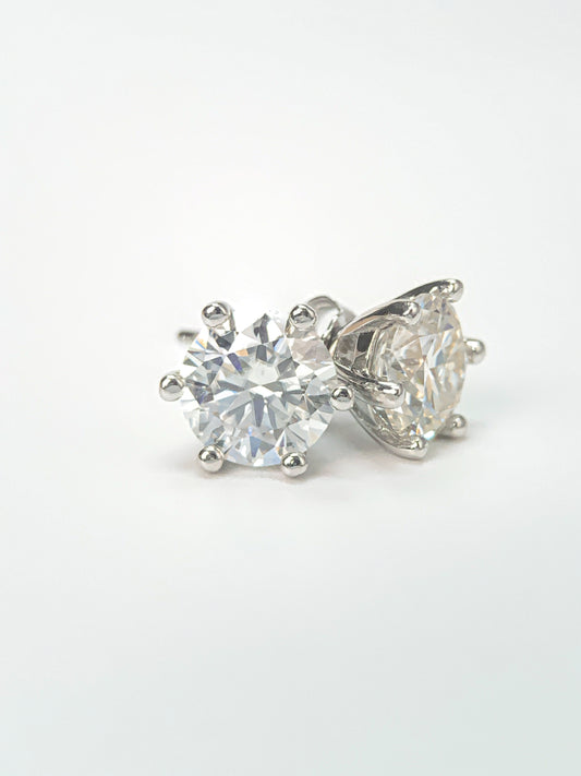 2 Carat Snowy Earrings  with 925 Silver Moissanite Stone