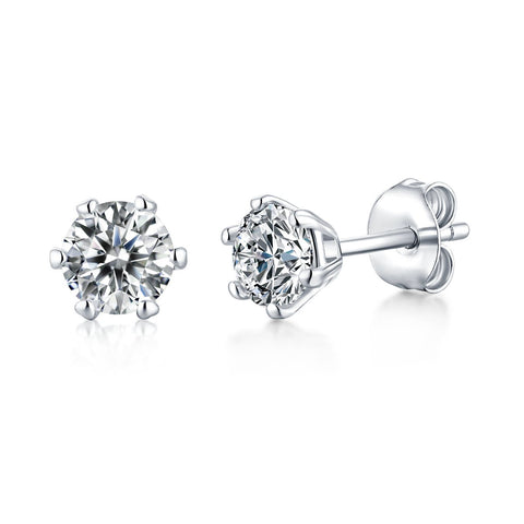 2 Carat Snowy Earrings  with 925 Silver Moissanite Stone