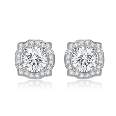 1.2 total carats Earrings with 925 Silver Moissanite Stone