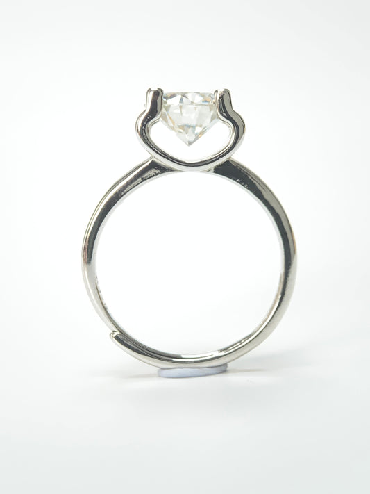 3 Carat Classic Bull Head 925 Silver Moissanite Stone Ring