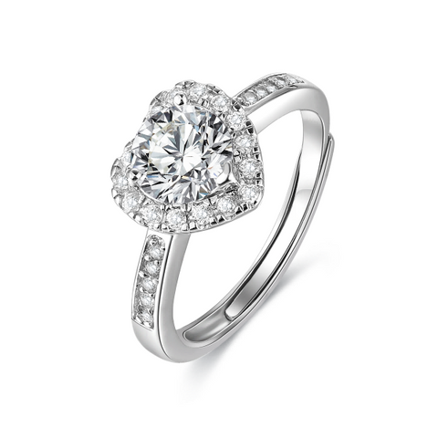 1 Carat Heartbeat 925 Silver Moissanite Stone Ring