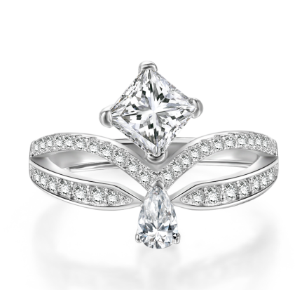 1 Carat Hepburn 925 Silver Moissanite Stone Ring