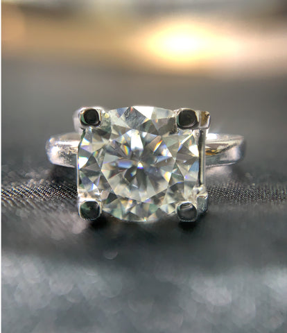 1 Carat Classic Bull Head 925 Silver Moissanite Stone Ring