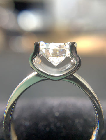 1 Carat Classic Bull Head 925 Silver Moissanite Stone Ring