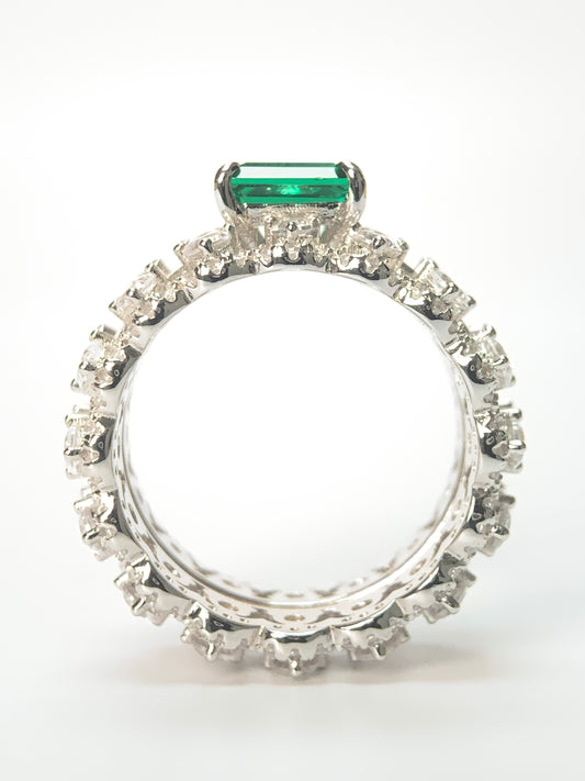 Timeless Elegance Lab-Created Diamond and Emerald Ring