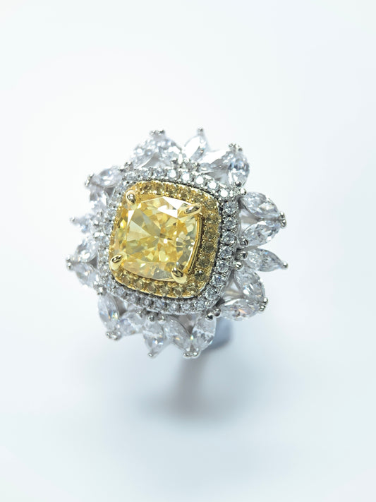 Sunflower Shine Lab-Created Yellow Dimond Ring