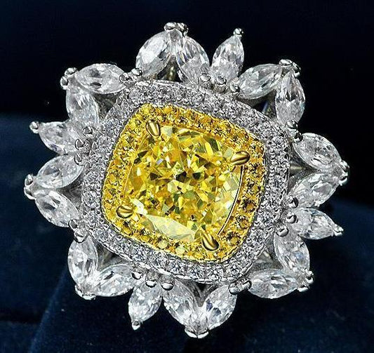 Sunflower Shine Lab-Created Yellow Dimond Ring