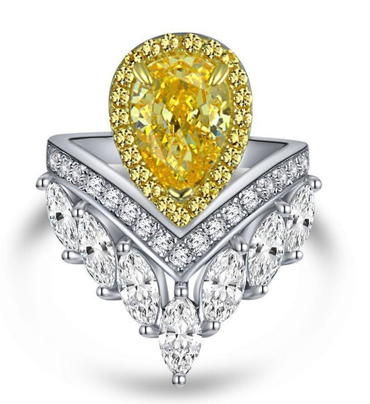 Citrine Serenity Lab-Created Yellow Dimond Ring