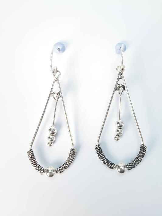 Floral Filigree 925 Silver Earrings