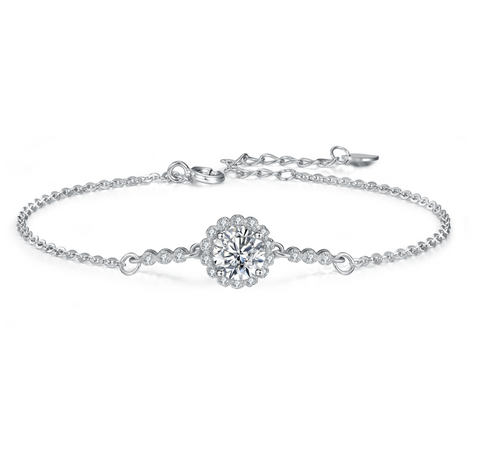 1 Carat Flourishing Flowers Bracelet with Lab Diamond & 925 Silver